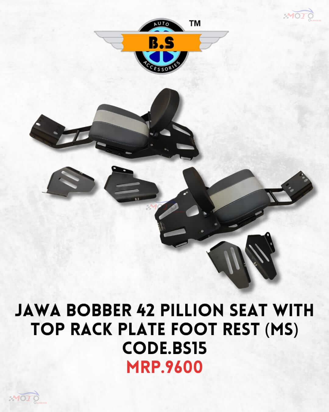 PILLION/ BACK SEAT WITH TOP RACK PLATE & FOOTREST FOR JAWA 42 BOBBER & PERAK